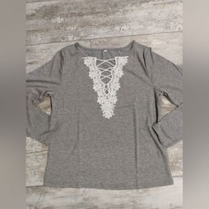 Women's Fashion Loose Long Sleeve Tops V-Neck Pullover Pure Color Casual T-Shirt